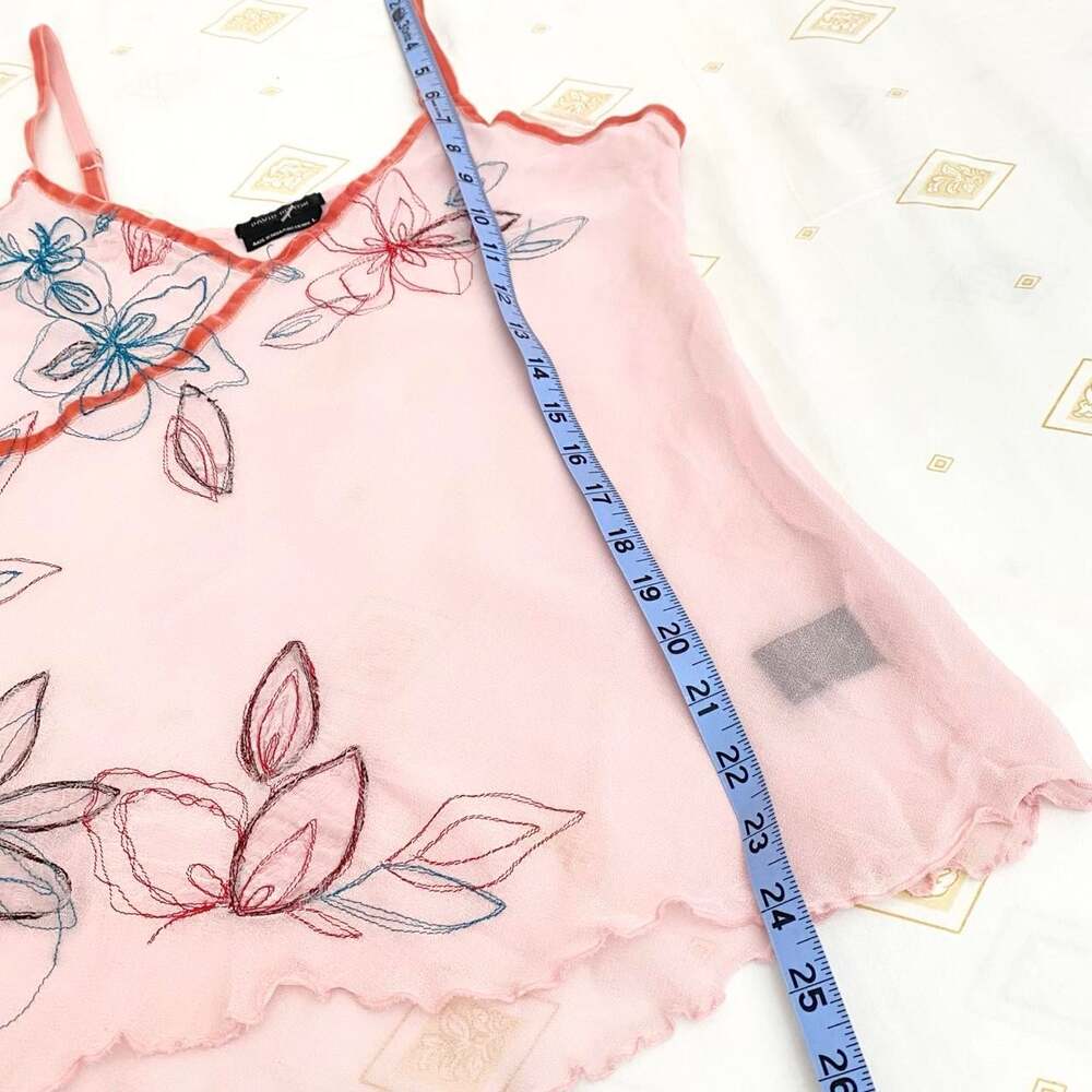 y2k pink sheer embroidered cami - Picture 6 of 8